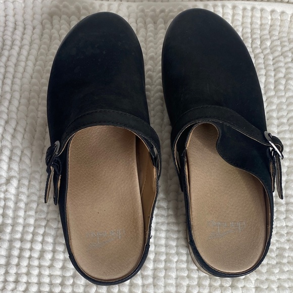 Dansko Black Suede Mules with Side Buckle - Picture 1 of 8